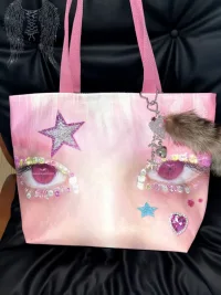 Oogreenapple | Pink Rhinestone Eye Tote Shoulder Bag