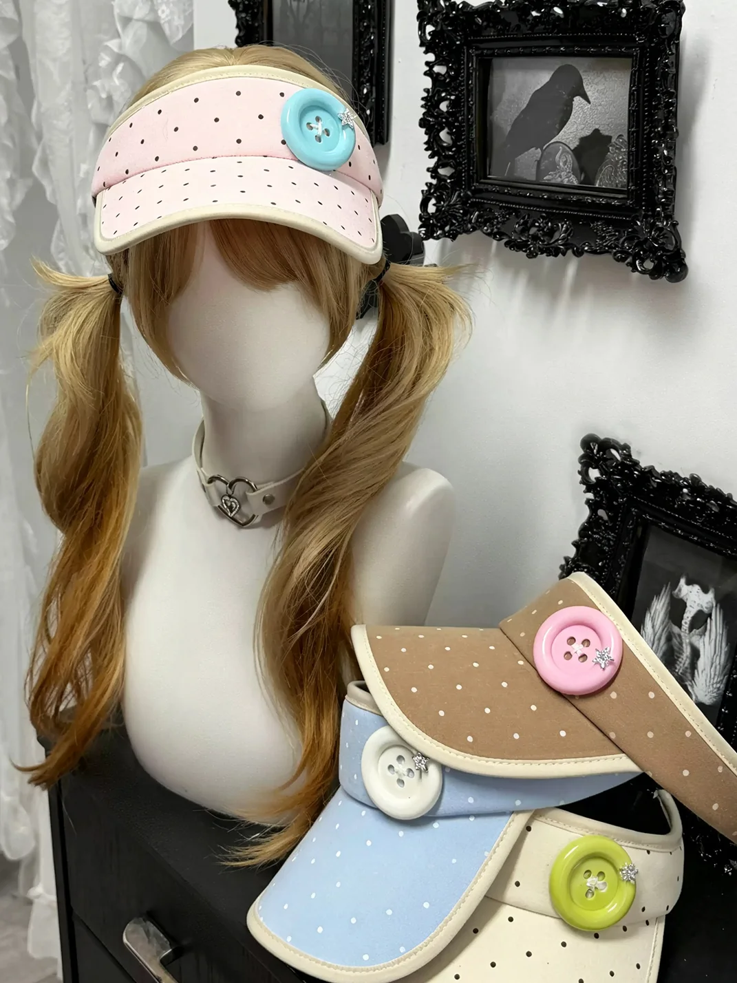 1GASTERINN | Polka Dot Button Sun Hat