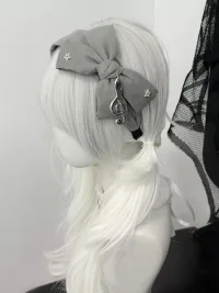 1GASTERINN | Gray Bow Rhinestone Note Headband