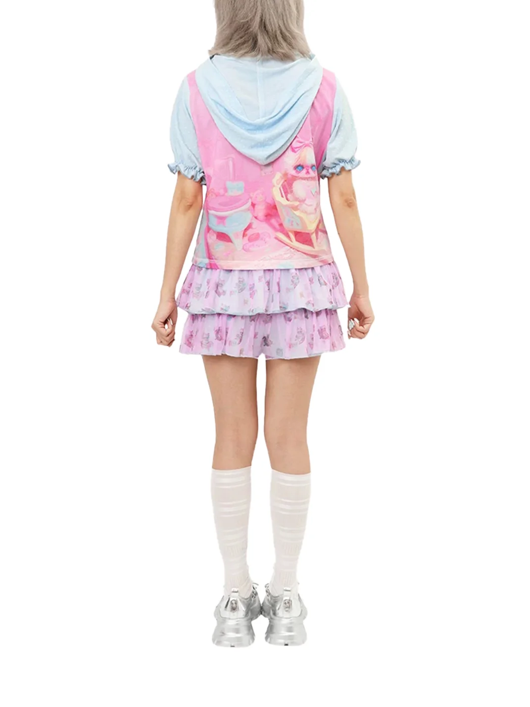 NIHONKIDS | Cute Cat Lantern Sleeve Top