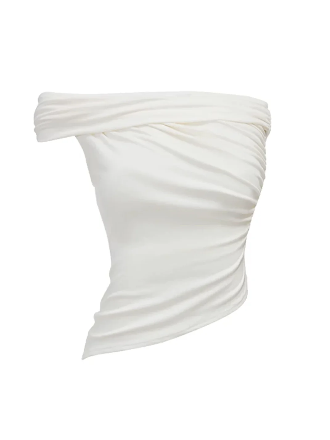 1JINN STUDIO | Asymmetric Ruched One-Shoulder Tank Top