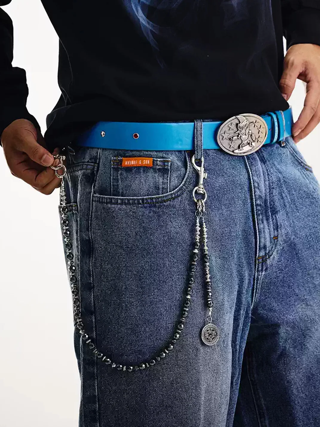 Avenue and Son | Faceted Bead Logo Trouser Chain