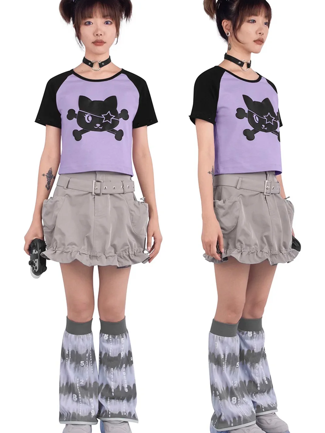 NIHONKIDS | Y2K Skull Raglan T-Shirt