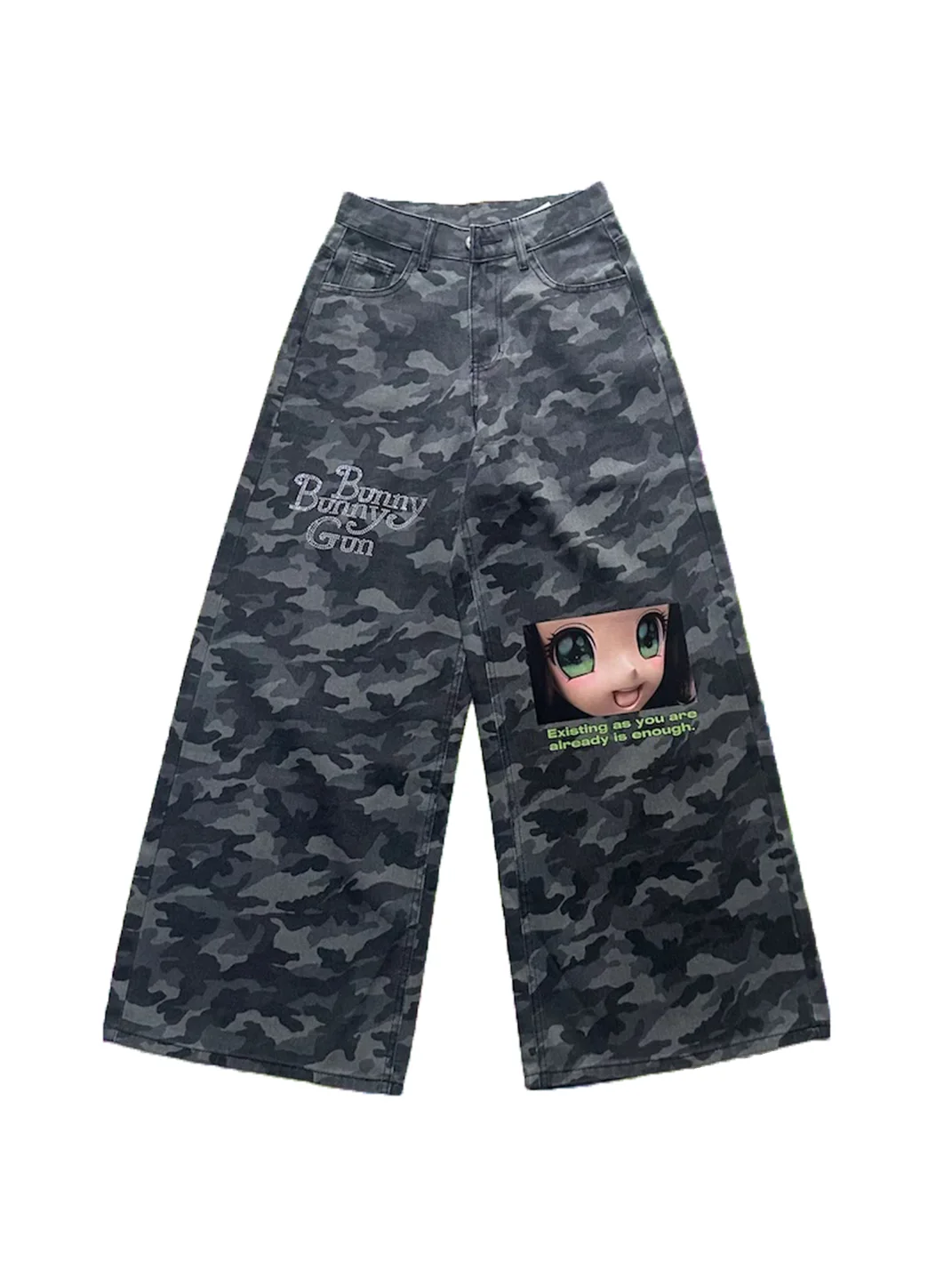 Bunnybunnygun | Y2K Camouflage Extra-Long Wide-Leg Jeans