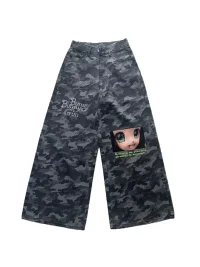 Bunnybunnygun | Y2K Camouflage Extra-Long Wide-Leg Jeans