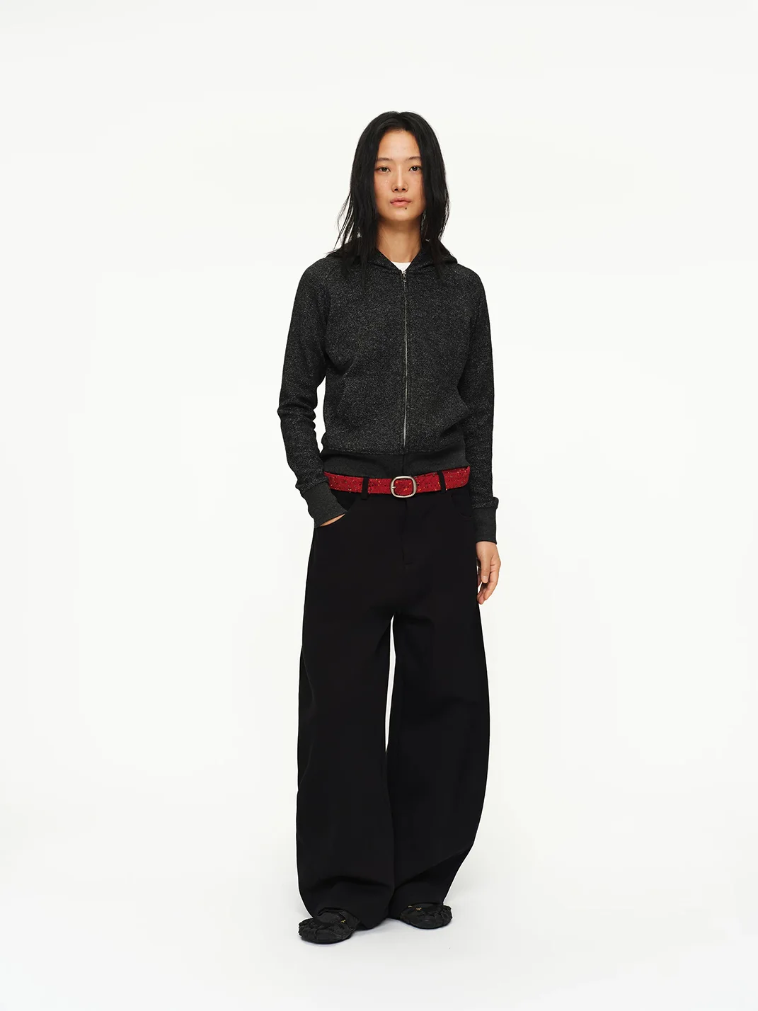 Oinimi | Colorful Speckled Wool Knit Red Belt