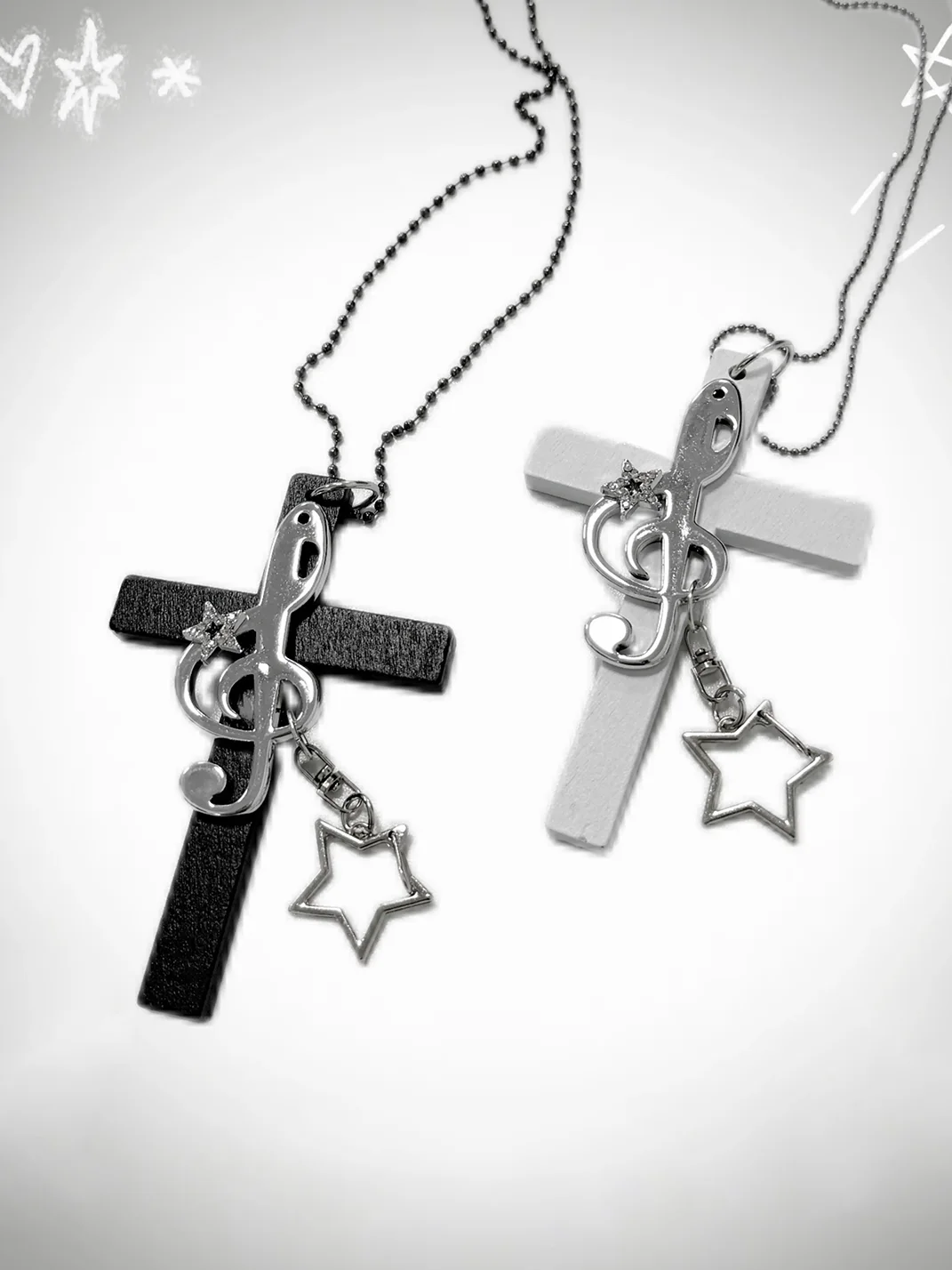 1GASTERINN | Cross Note Punk Necklace