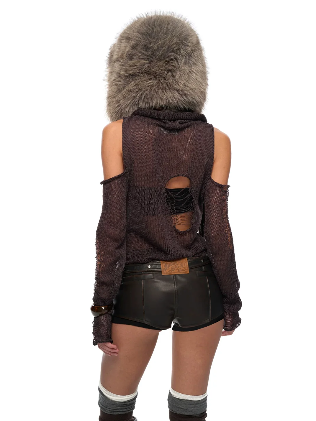 JYOSEI | Women's Low-Rise Layered Faux Leather Shorts