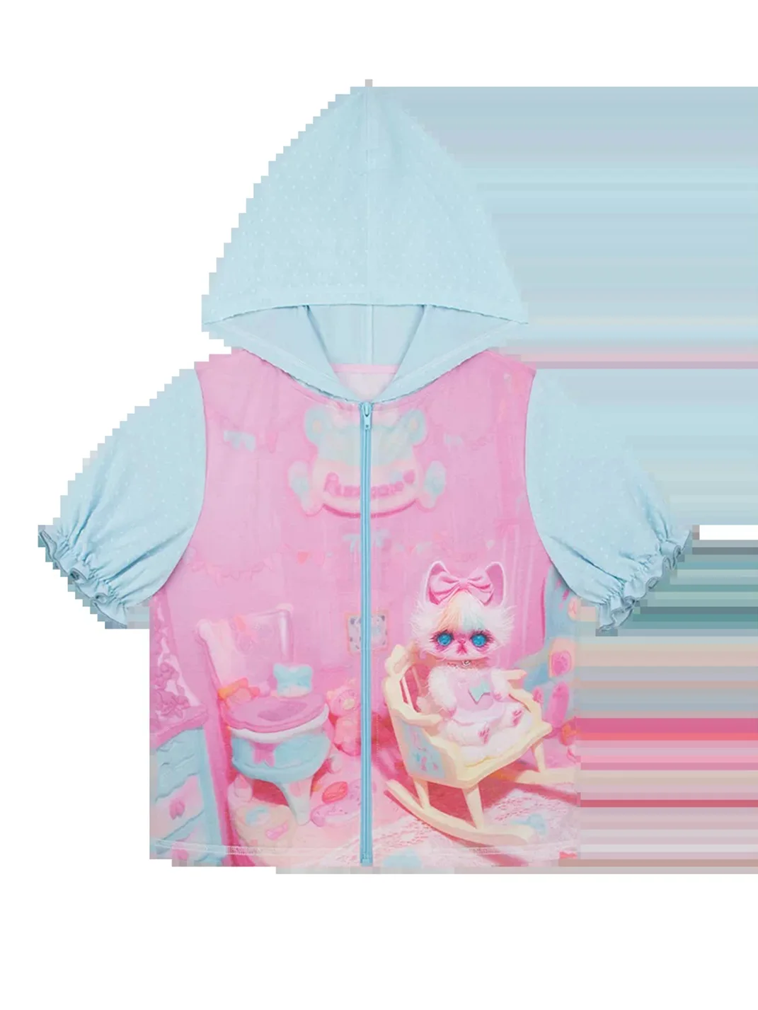NIHONKIDS | Cute Cat Lantern Sleeve Top