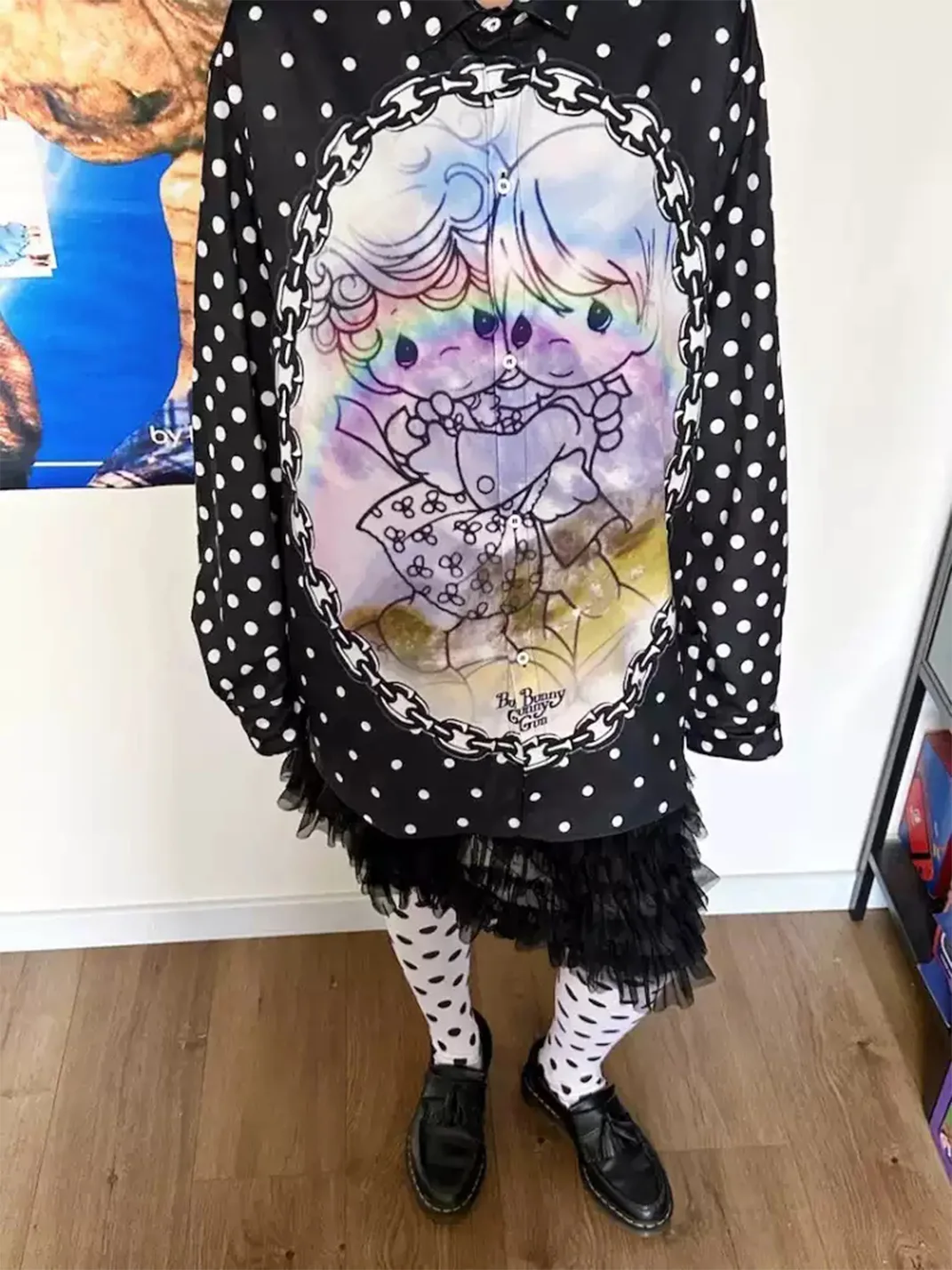 Bunnybunnygun | Oversized Polka Dot Long-Sleeve Shirt