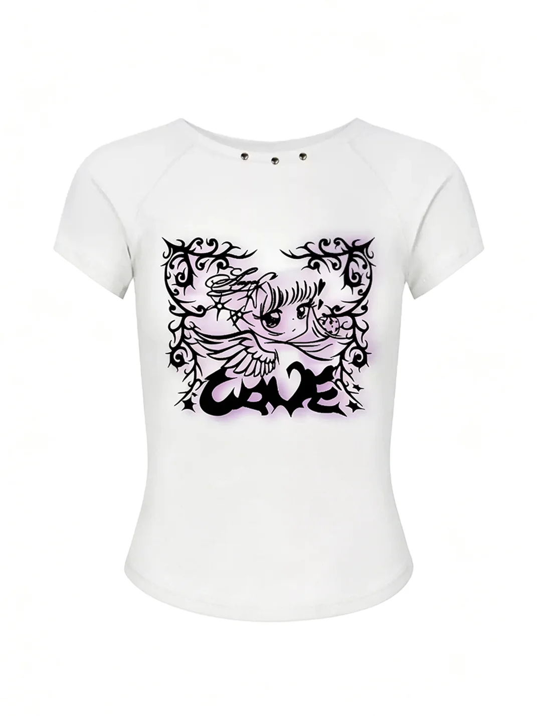 Oogreenapple | Short Sleeve Angel Totem Print T-Shirt