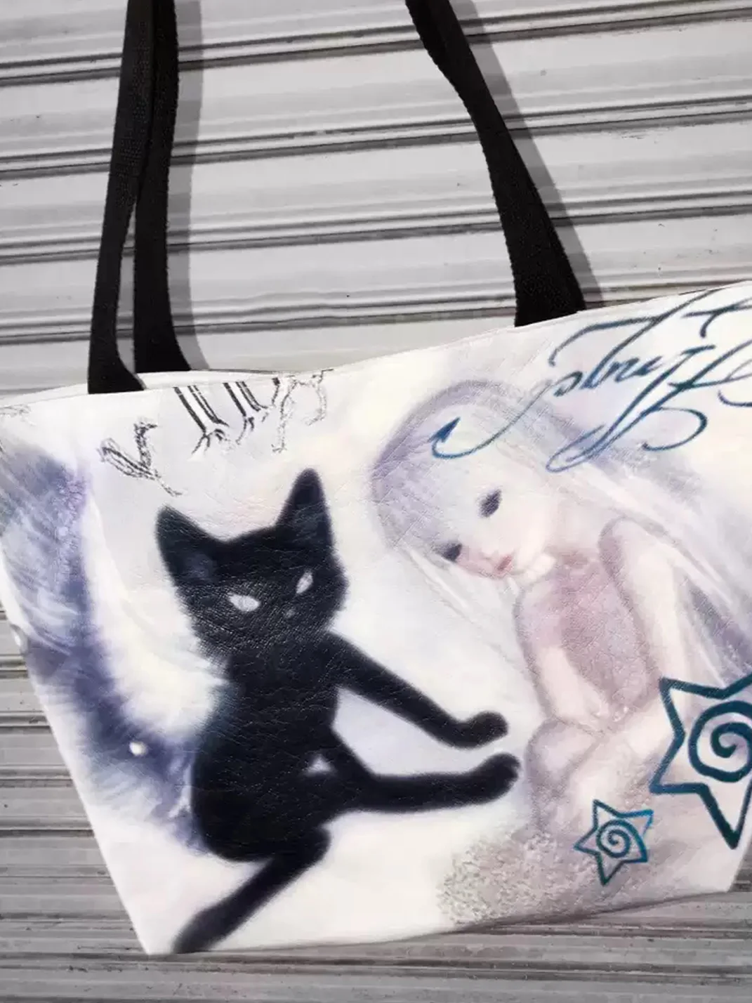 Oogreenapple | Y2K Angel Cat Tote Bag