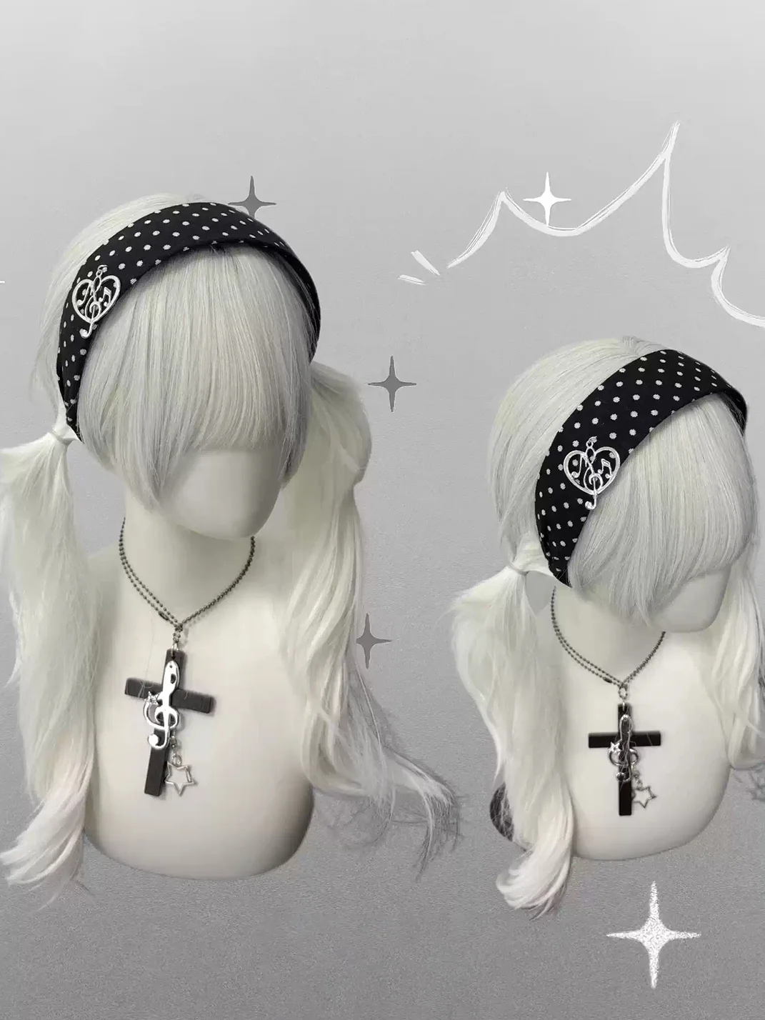 1GASTERINN | Polka Dot Heart Pendant Headband