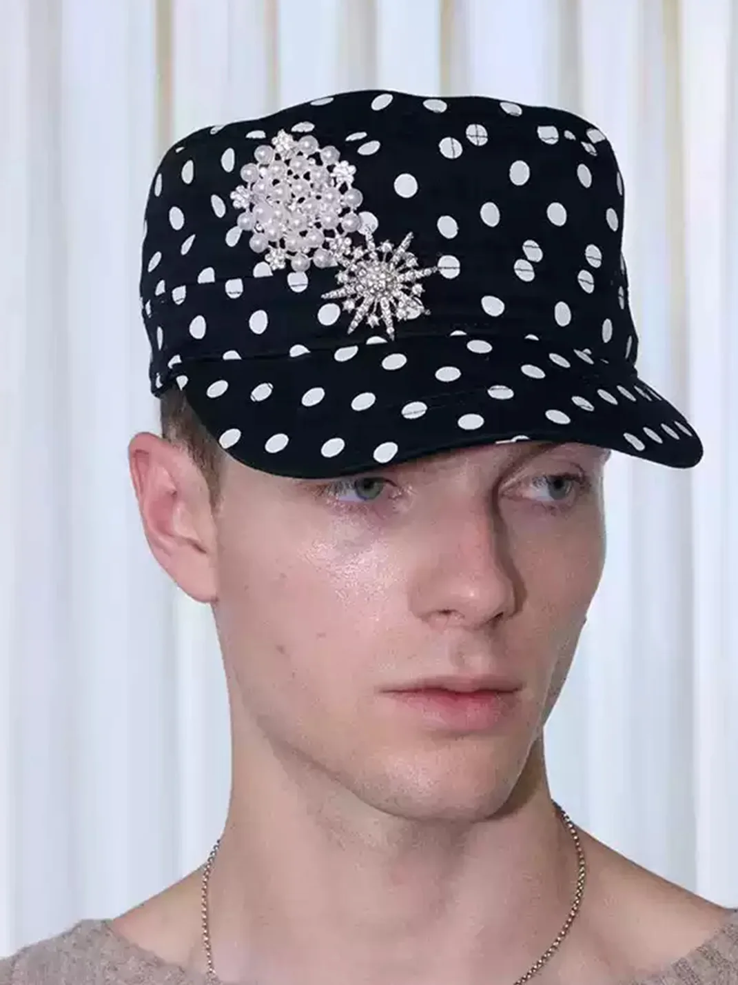 Ins Gale | InsGale Polka Dot Embroidered Vintage Cap