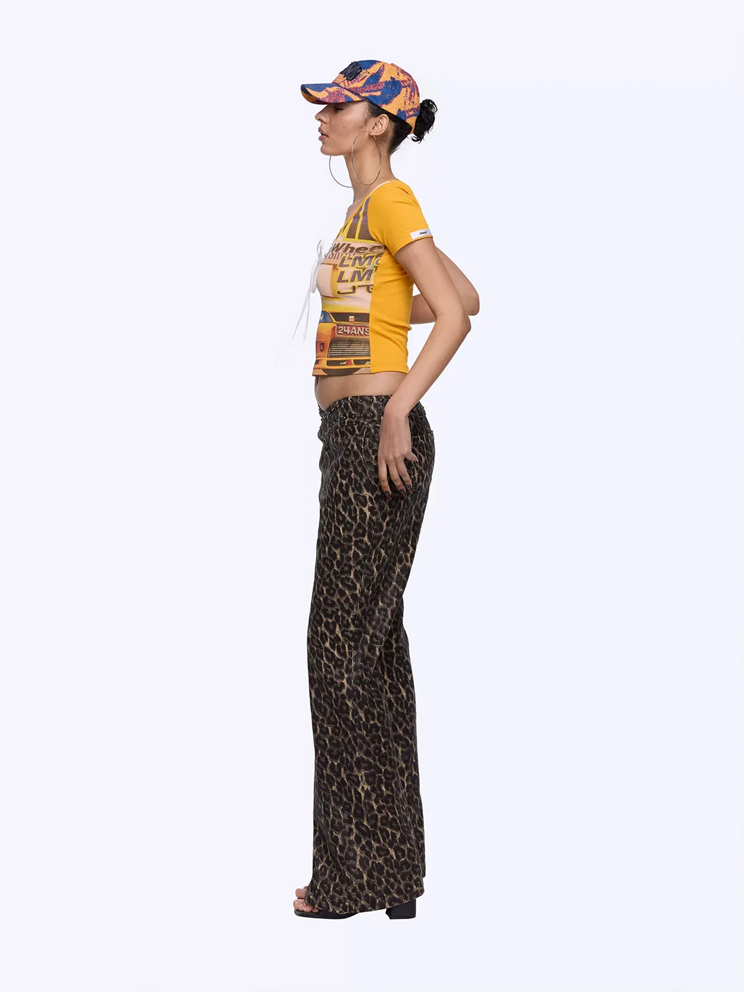24ans online | Patchwork Faux-Layer Racing Print T-Shirt