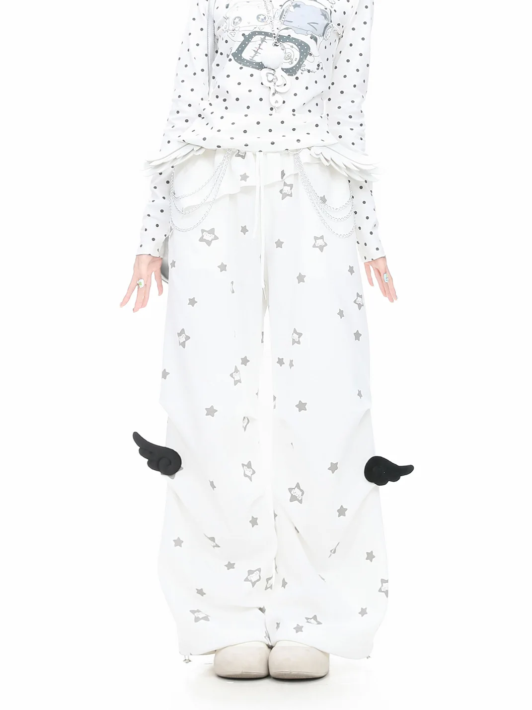 Languid Park | High-Waisted Subculture Wings Pleated Straight-Leg Pants