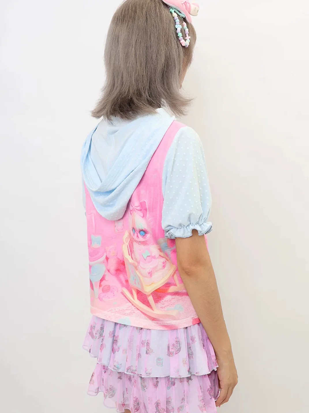 NIHONKIDS | Cute Cat Lantern Sleeve Top