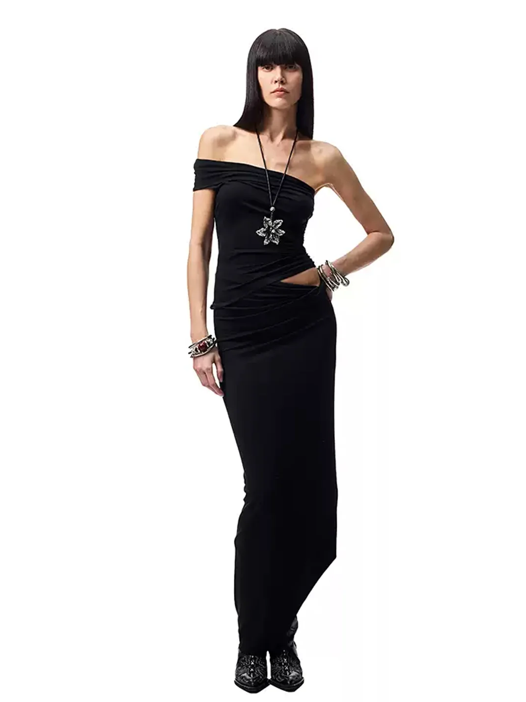 1JINN STUDIO | Asymmetric Ruched One-Shoulder Tank Top