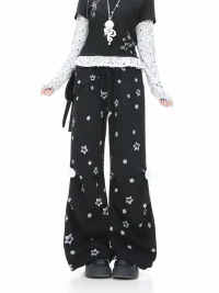Languid Park | High-Waisted Subculture Wings Pleated Straight-Leg Pants