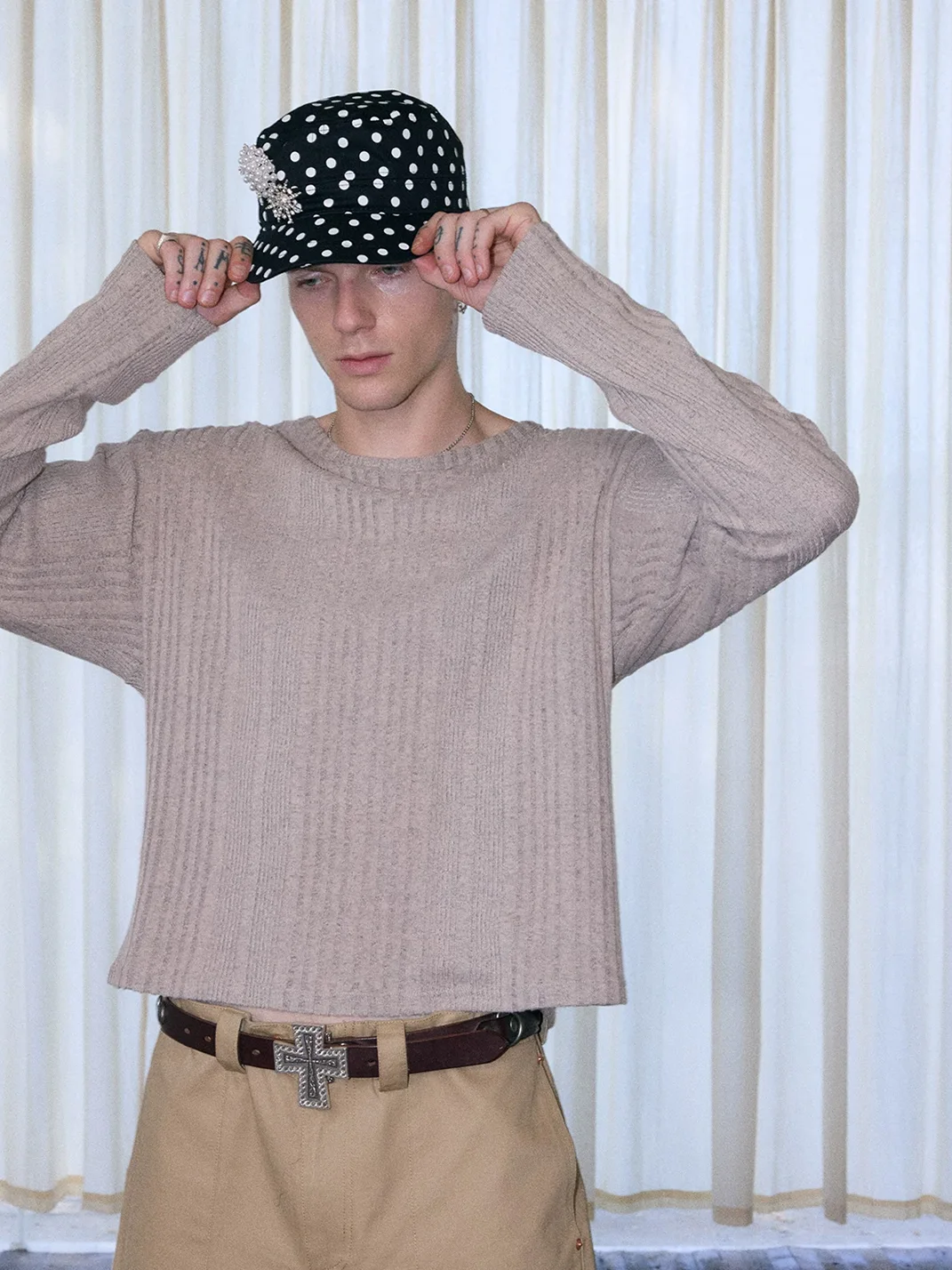 Ins Gale | InsGale Polka Dot Embroidered Vintage Cap