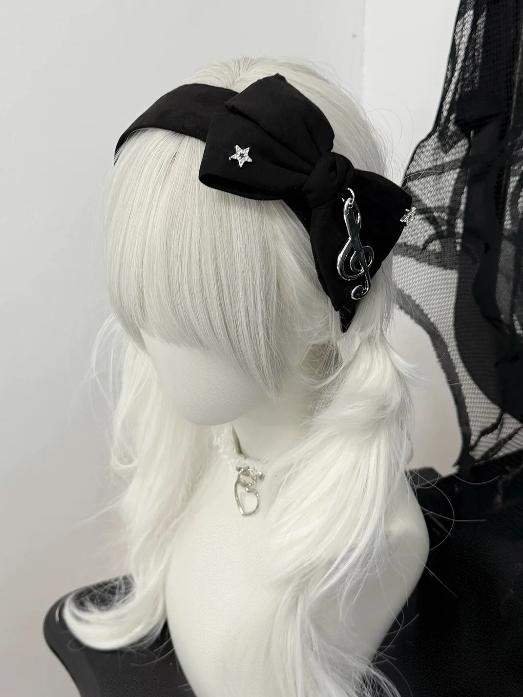 1GASTERINN | Gray Bow Rhinestone Note Headband