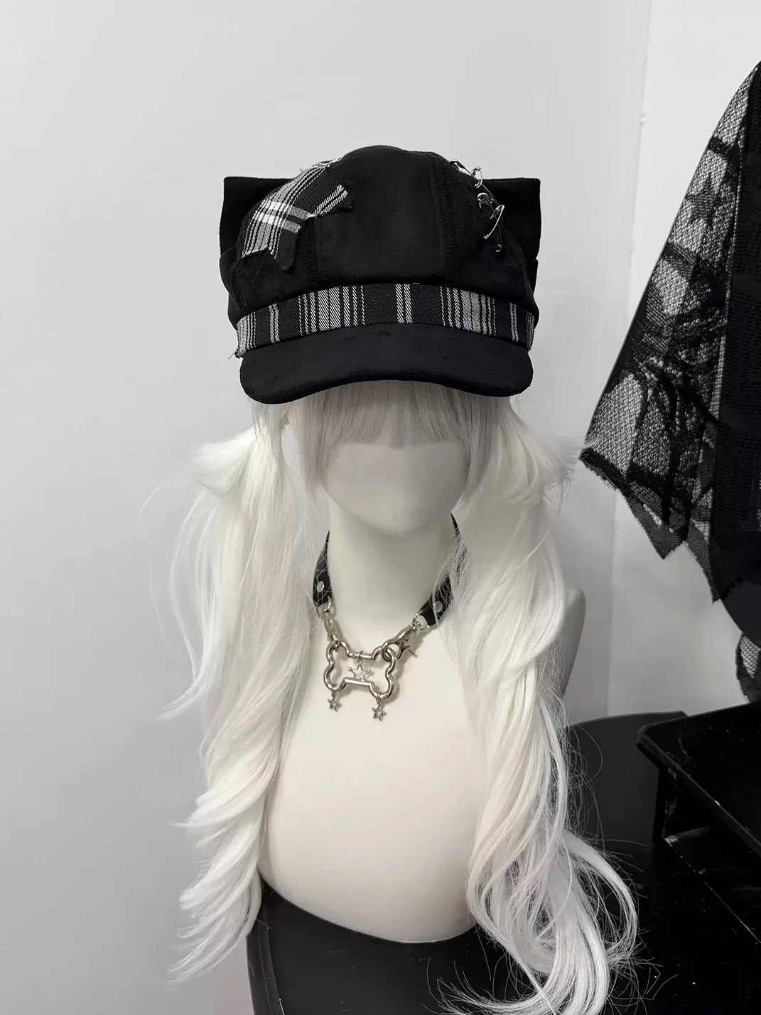 1GASTERINN | Black Punk Beret Hat