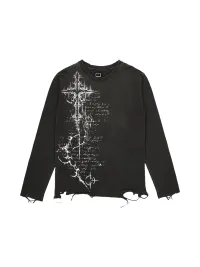 SHIBU | Unisex Vintage Distressed Gothic Long Sleeve T-Shirt