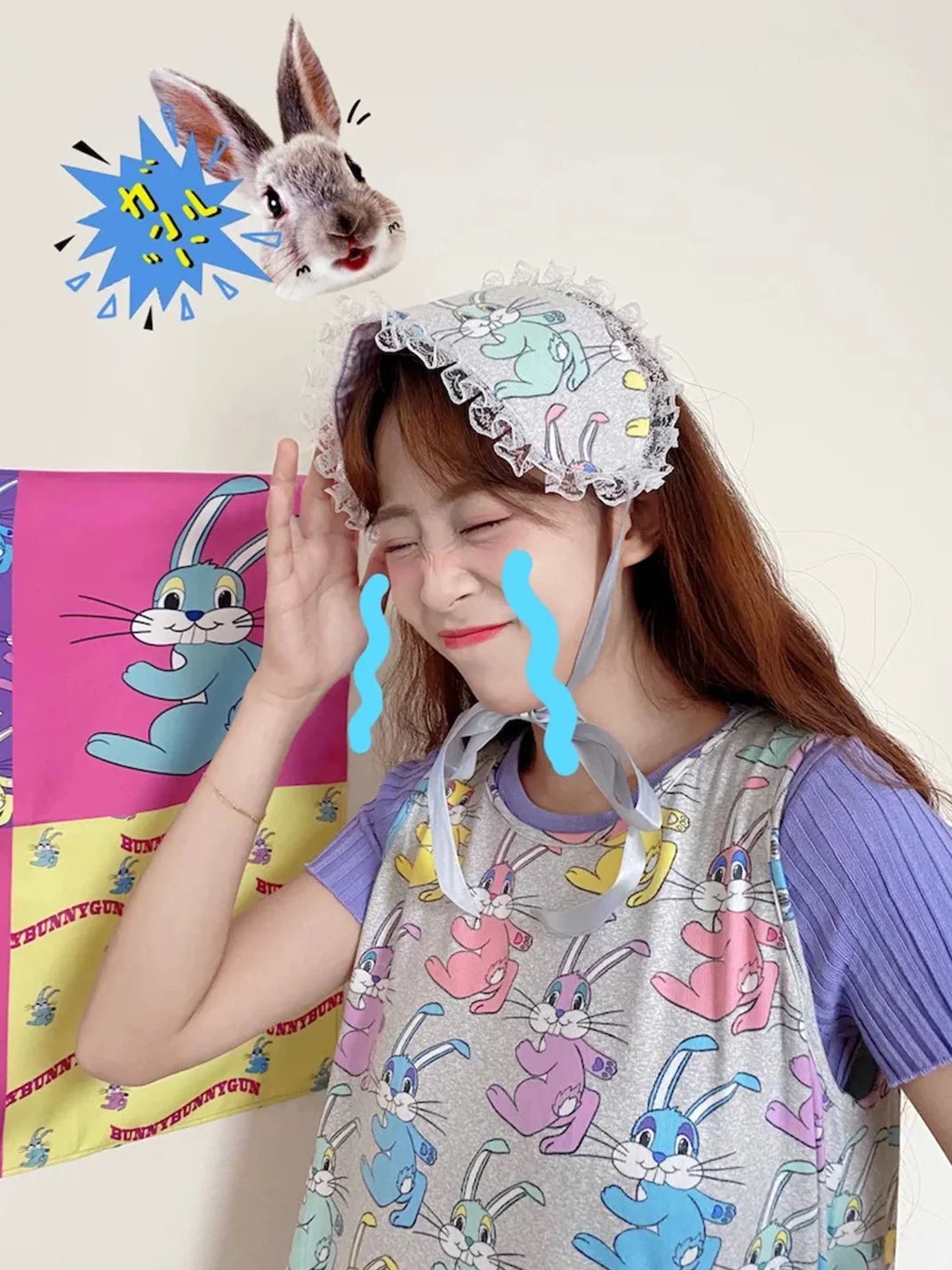 Bunnybunnygun | Handmade Rabbit Print Tie Headband