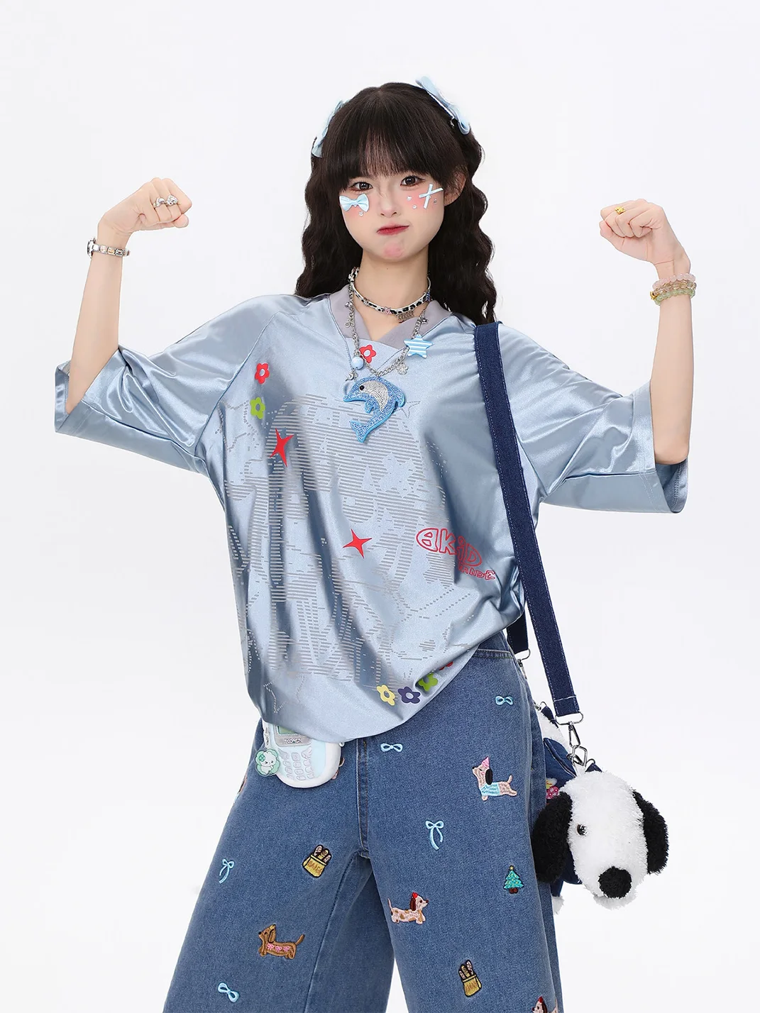 Languid Park | Satin Short Sleeve T-Shirt For Women