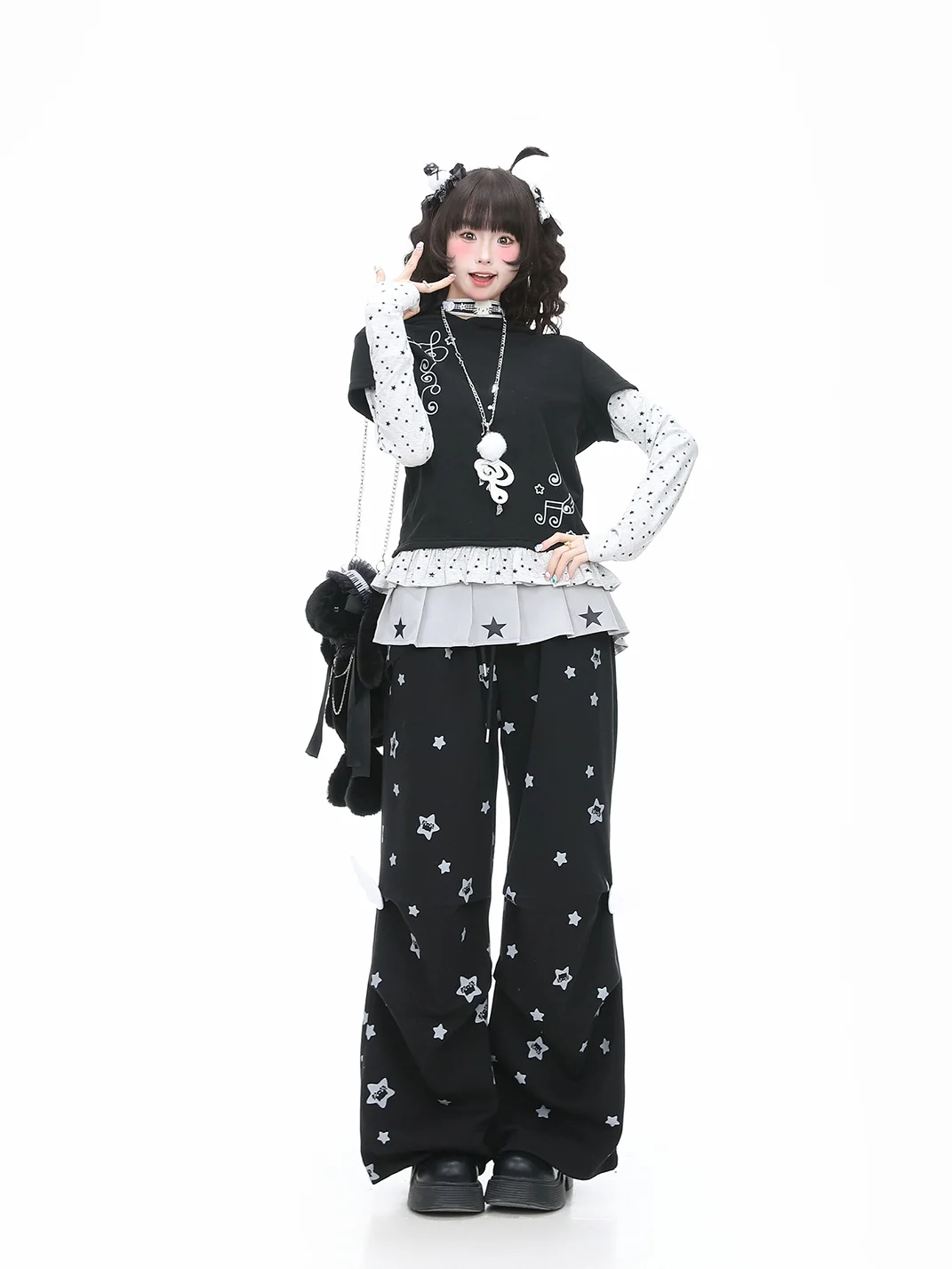 Languid Park | High-Waisted Subculture Wings Pleated Straight-Leg Pants