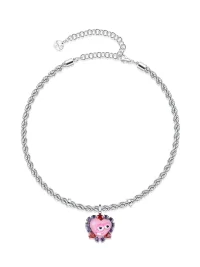 TysGrocery | Hand-Painted Pink Heart Face Pendant Necklace