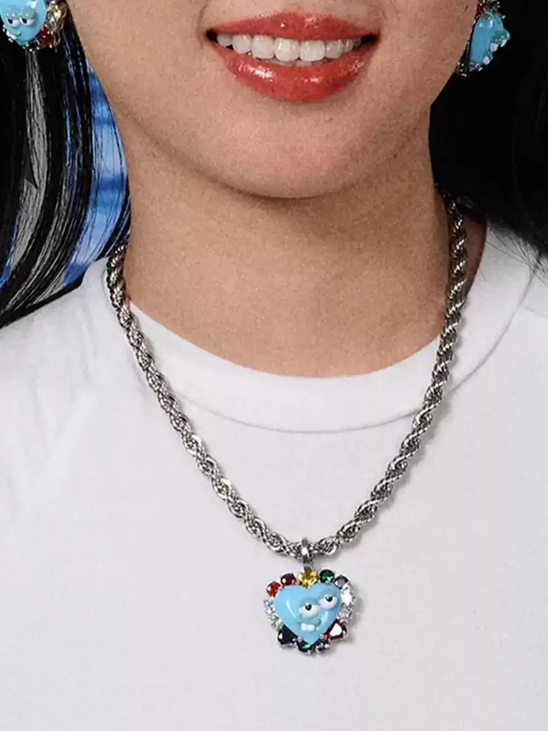 TysGrocery | Hand-Painted Pink Heart Face Pendant Necklace