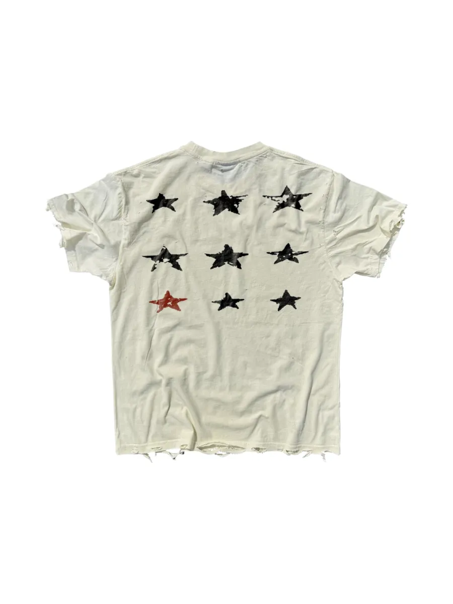 SHIBU | Distressed Star Print Washed Short-Sleeve T-Shirt - 4