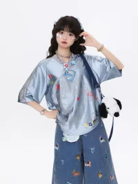 Languid Park | Satin Short Sleeve T-Shirt For Women