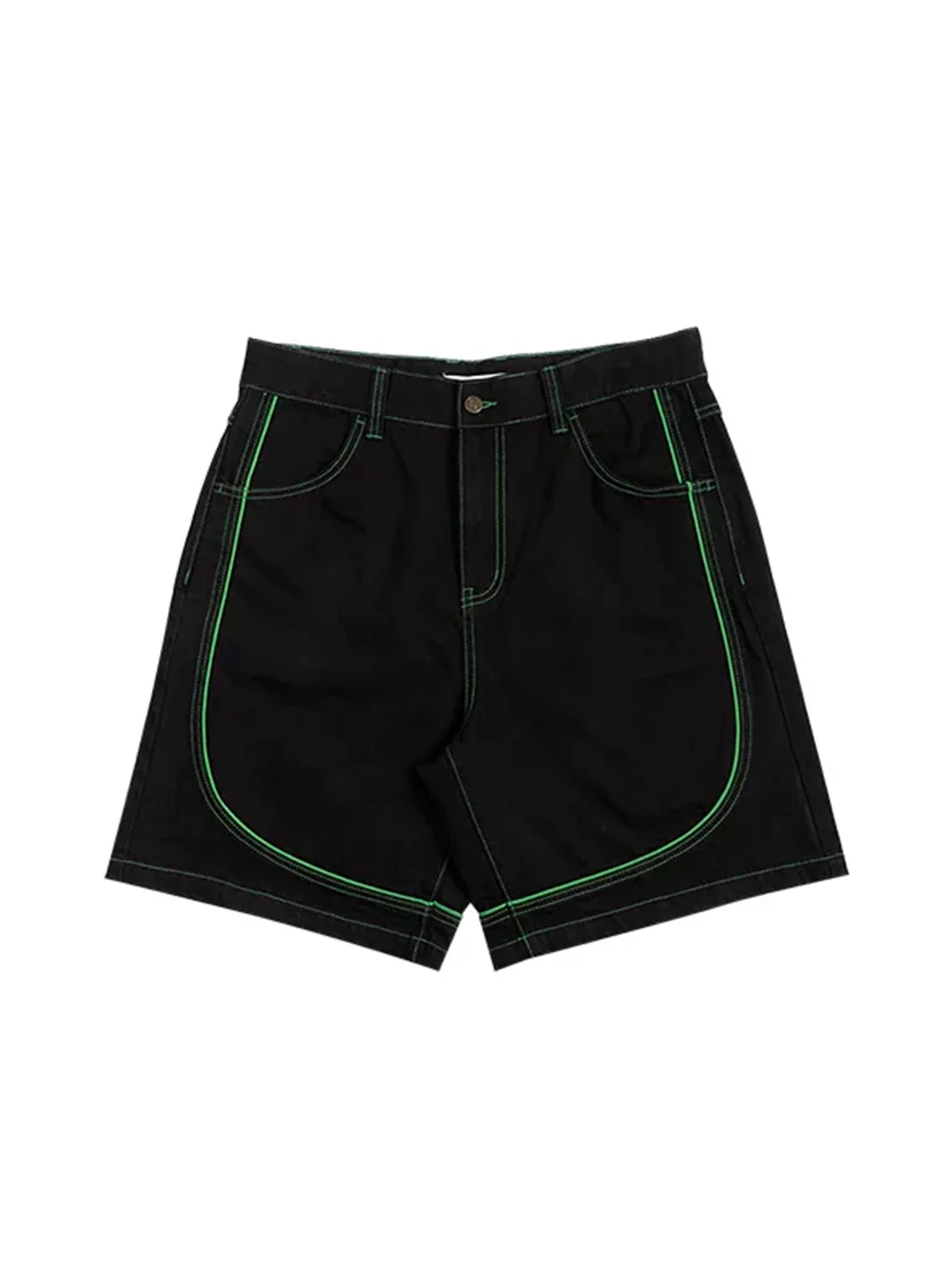 Avenue and Son | Contrast-Stitch Loose Denim Shorts