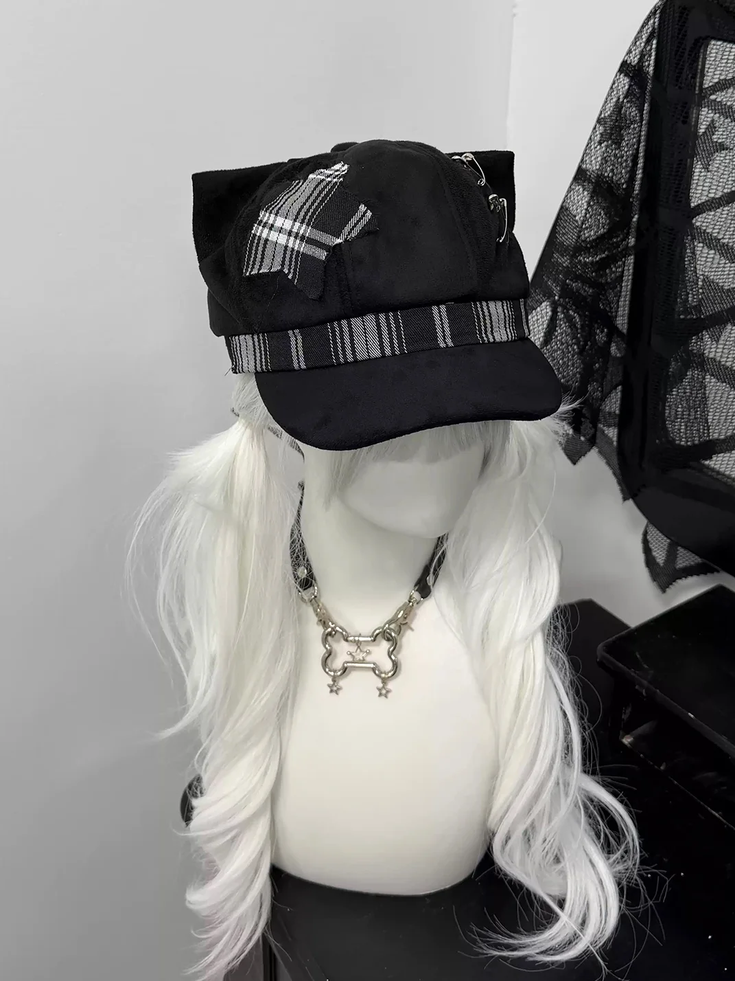 1GASTERINN | Black Punk Beret Hat