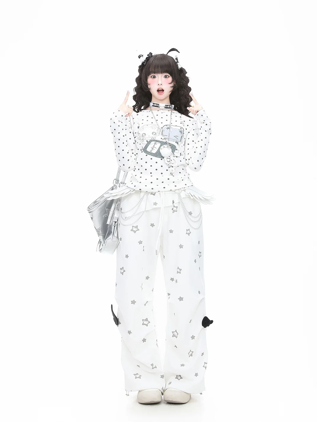 Languid Park | High-Waisted Subculture Wings Pleated Straight-Leg Pants