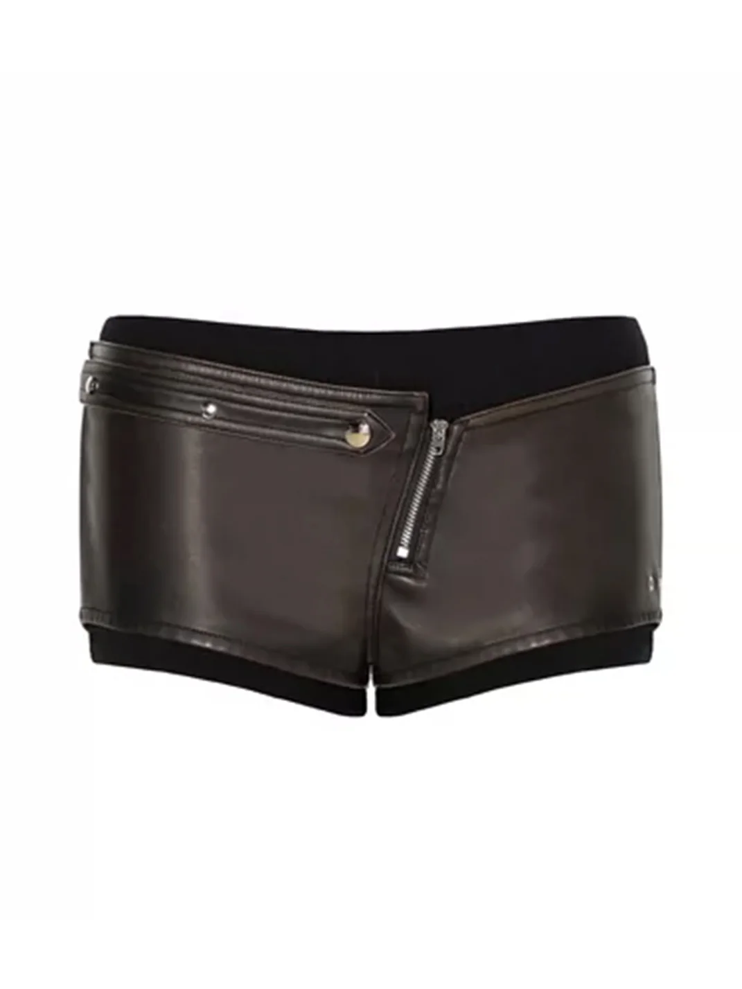 JYOSEI | Women's Low-Rise Layered Faux Leather Shorts