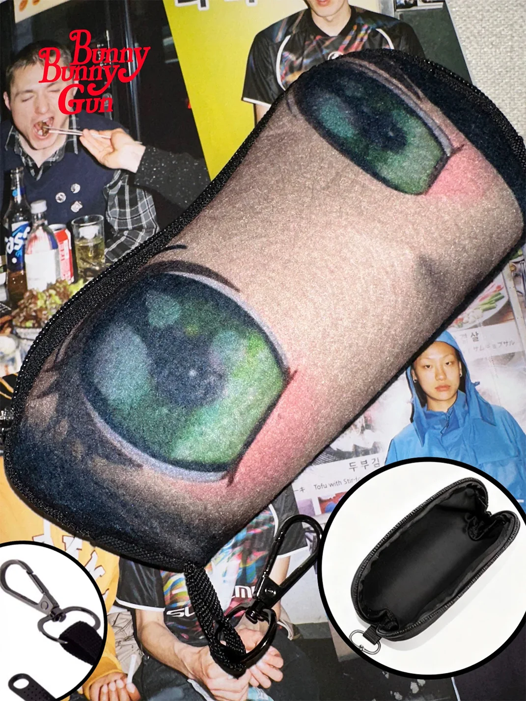 Bunnybunnygun | Y2K Felt Zipper Eyeglasses Case with Hook
