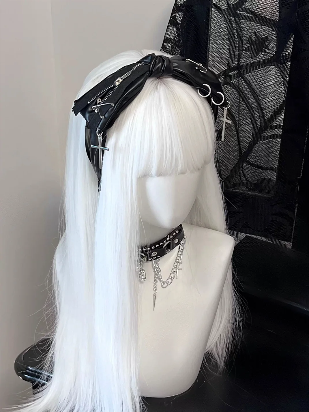 1GASTERINN | Dark Punk Bow Leather Headband