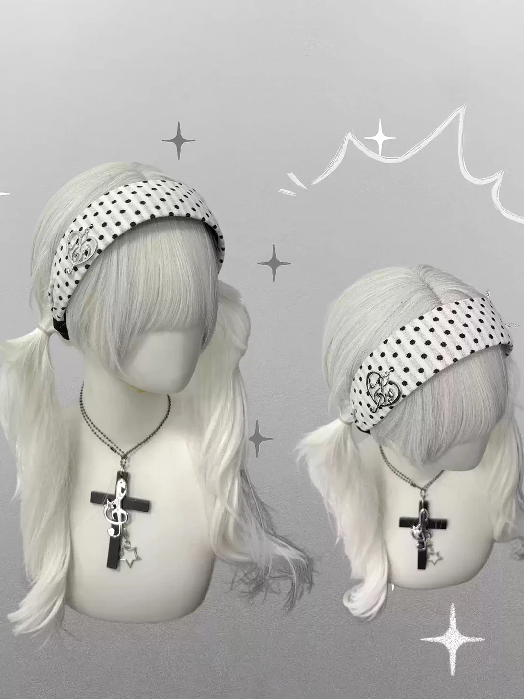 1GASTERINN | Polka Dot Heart Pendant Headband