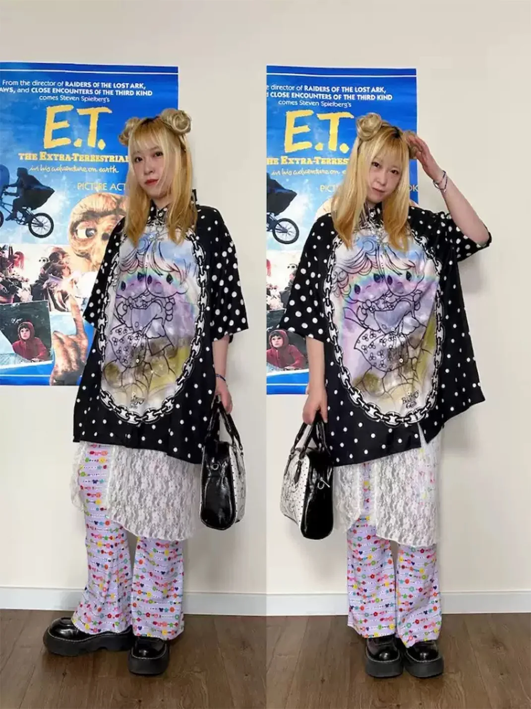 Bunnybunnygun | Oversized Polka Dot Long-Sleeve Shirt