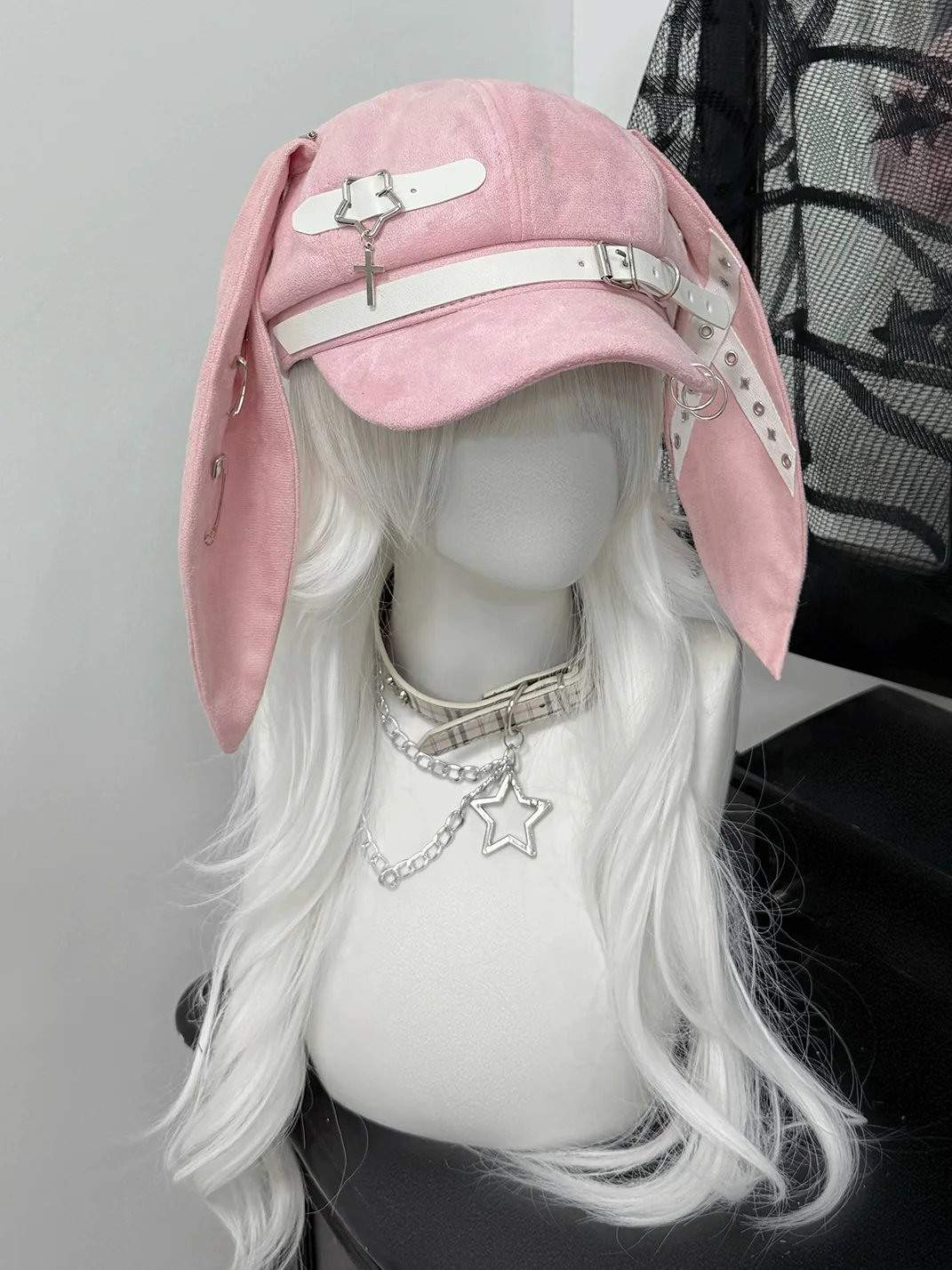1GASTERINN | Punk Beret Hat With Detachable Bunny Ears
