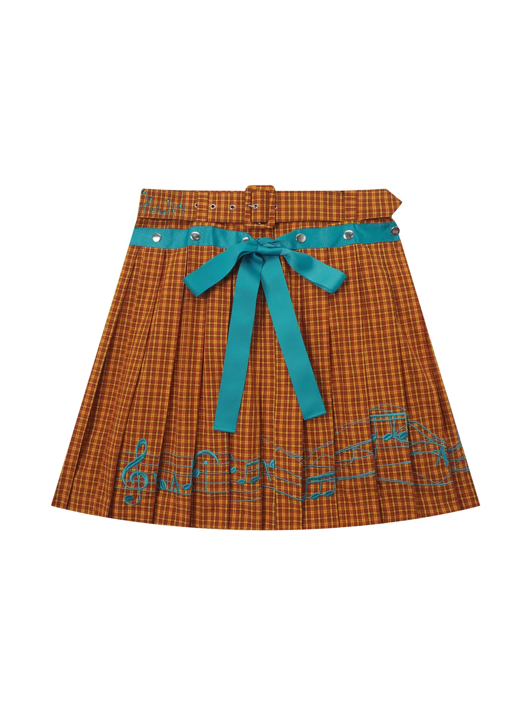 Fruitanari | Musical Note Embroidered Pleated Skirt