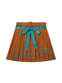 Fruitanari | Musical Note Embroidered Pleated Skirt