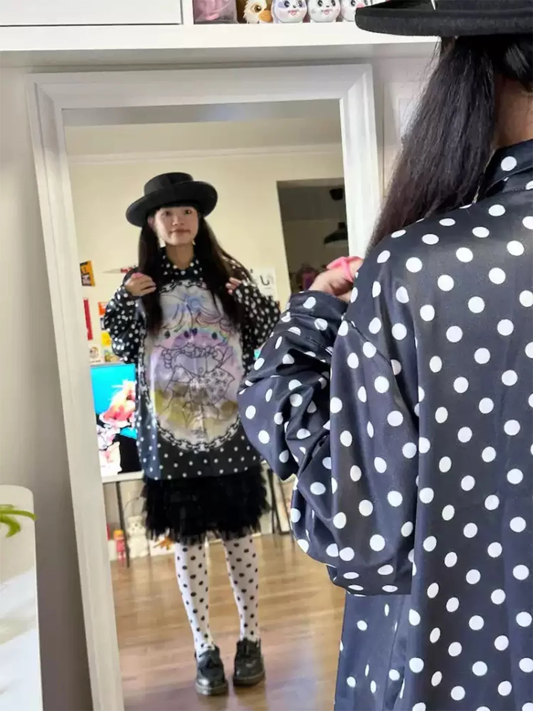 Bunnybunnygun | Oversized Polka Dot Long-Sleeve Shirt