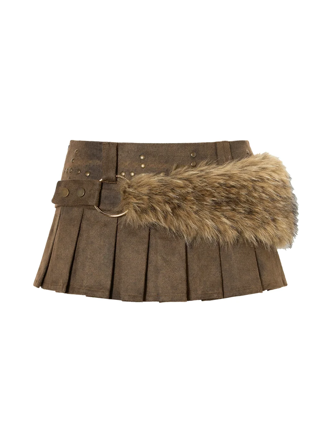 JYOSEI | Low Rise Pleated Faux Leather Mini Skirt