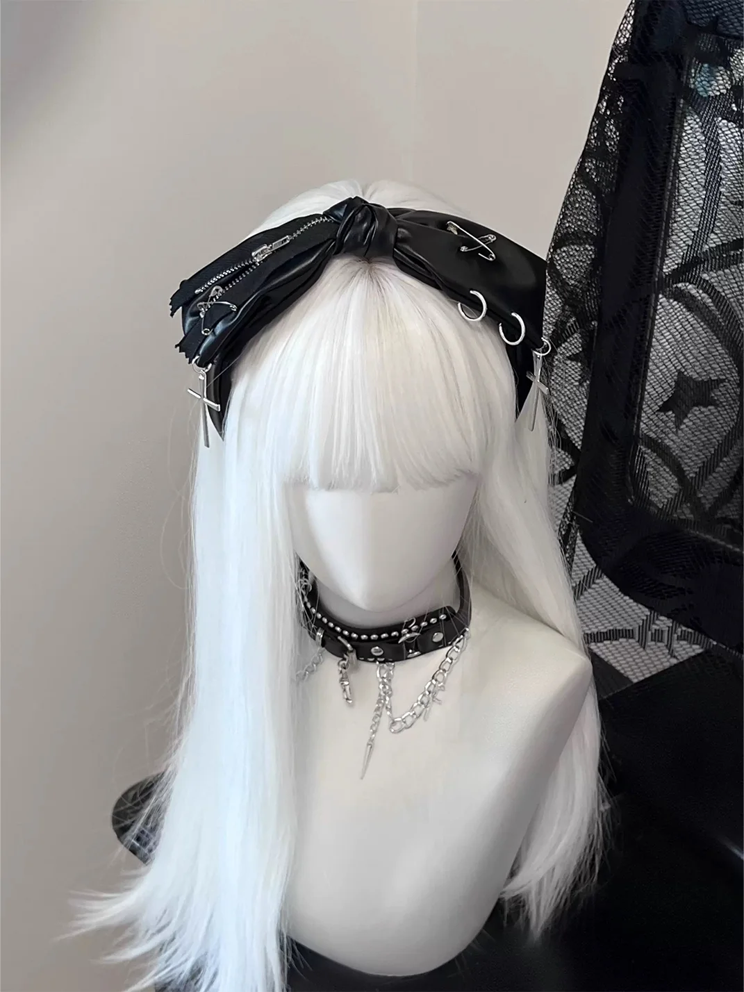 1GASTERINN | Dark Punk Bow Leather Headband