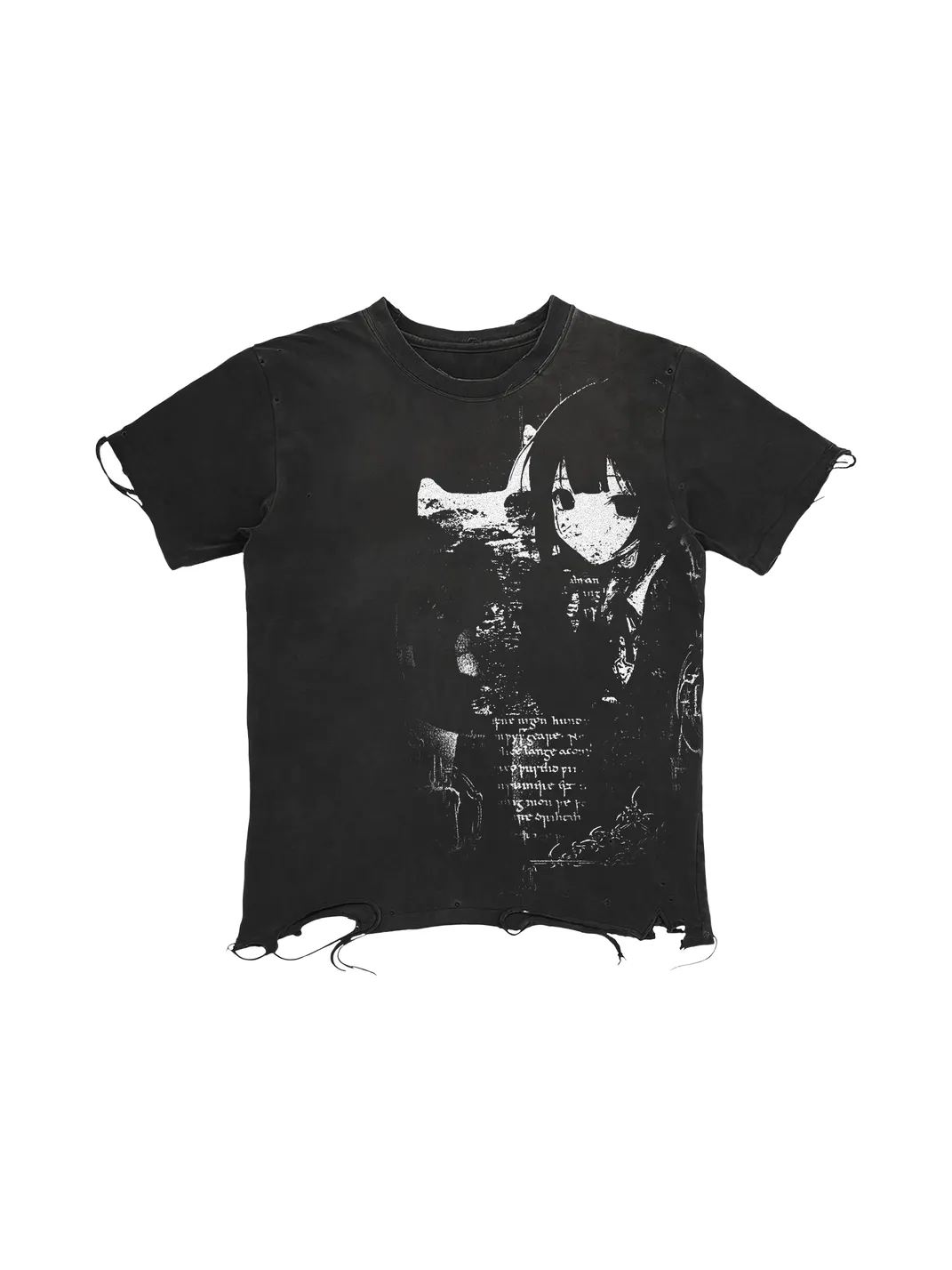 SHIBU | Distressed Washed Anime Graphic Short-Sleeve T-Shirt
