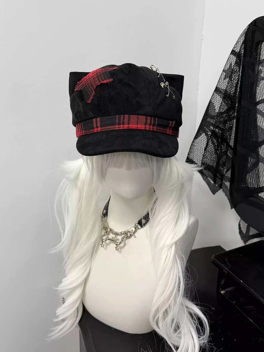 1GASTERINN | Black Punk Beret Hat
